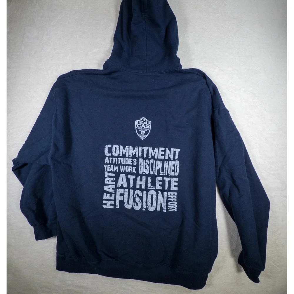 Team Fusion Class Soccer Hoodie Adult Size 2XL Navy Blue Pullover - Picture 2 of 6